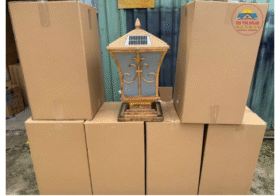 Đèn Trụ Cổng Năng Lượng Mặt Trời Họa Tiết Tháp